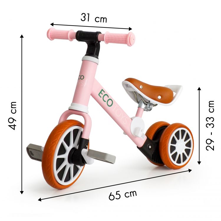 Tricicleta de echilibru pentru copii în roz ECOTOYS