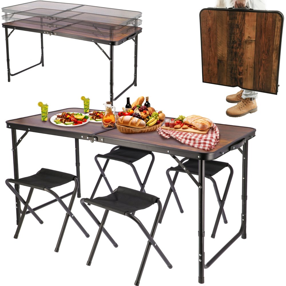 Set de camping pliabil - masă + 4 scaune