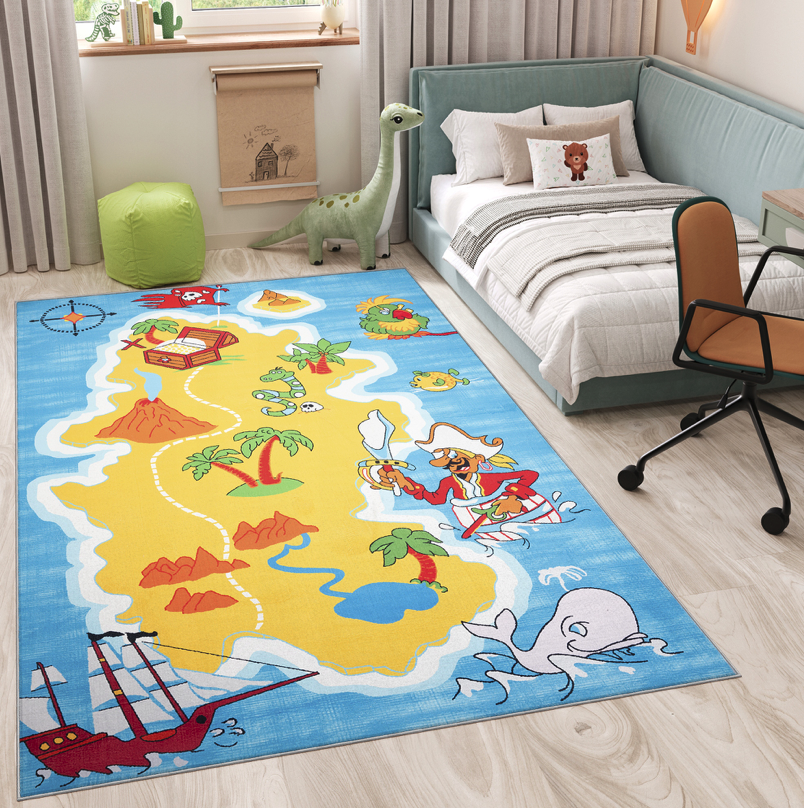 Covor pentru copii FLANNEL - insula pirat Lăţime: 120 cm | Lungime: 170 cm