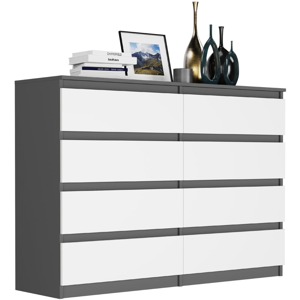 Comodă modernă cu 8 sertare R-140-S8 - diferite variante de culoare antracit mix biela