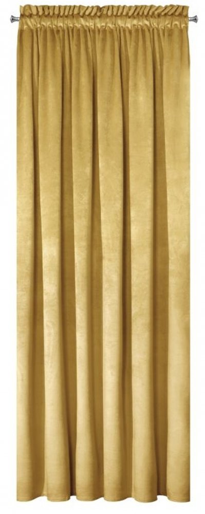 Draperie de catifea cu panglică galben muștar Lungime: 300 cm