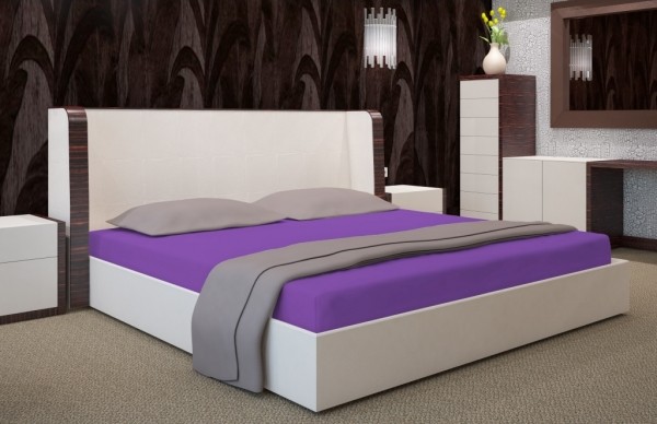 Fialové napínací plachty na postele Šířka: 160 cm | Délka: 200 cm