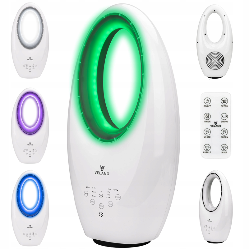 Ventilator fără palete cu iluminare din spate cu LED și telecomandă