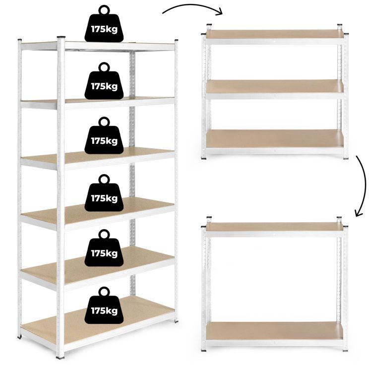 Raft metalic stabil de depozitare cu 6 rafturi 222x110x50