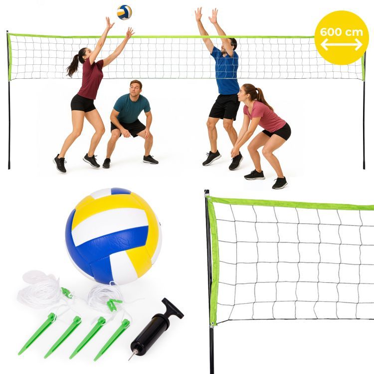 Skladacia sieť na volejbal a badminton so stĺpikmi – 600 x 242 cm