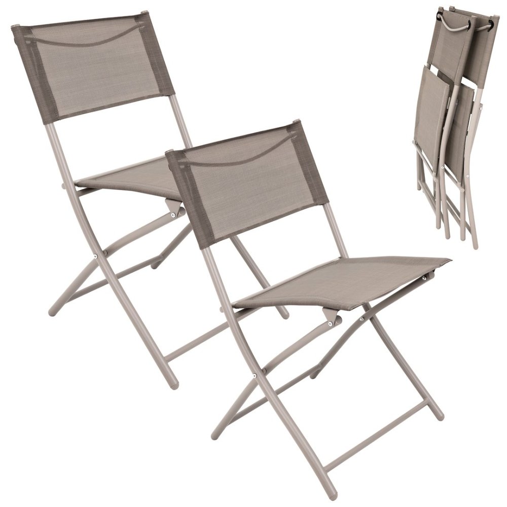 Scaune de grădină pliabile din material textil bej - set de 2