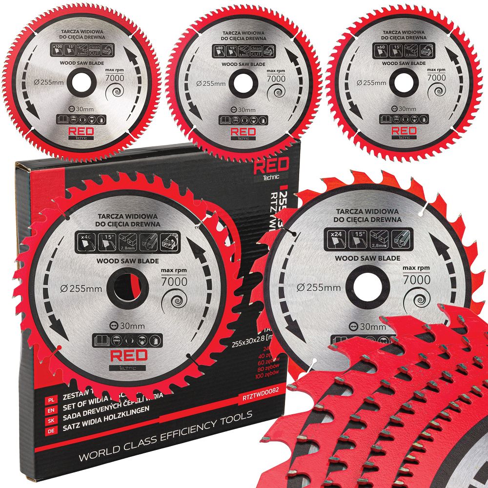 Sada pílových kotúčov na drevo 255 mm 30 mm – 5 ks