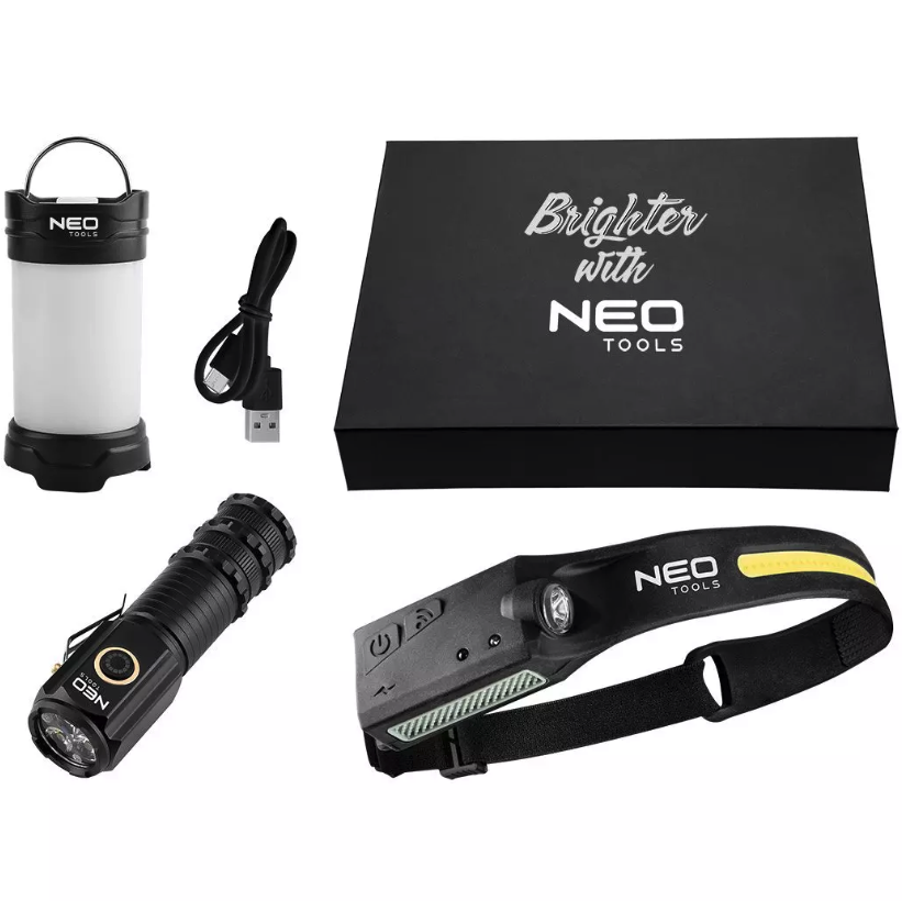 Set de lumini de supraviețuire - lanternă, lampă de camping și lampă frontală