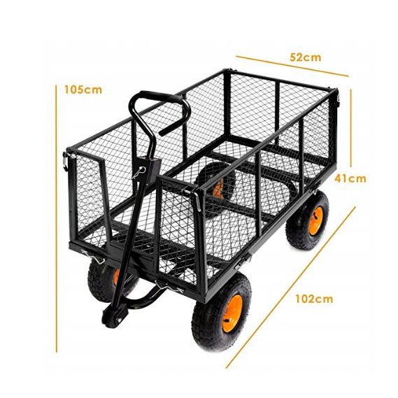 Čiernyzáhradnývozíknanafukovacíchkolesách3v1–nosnosť350kg
