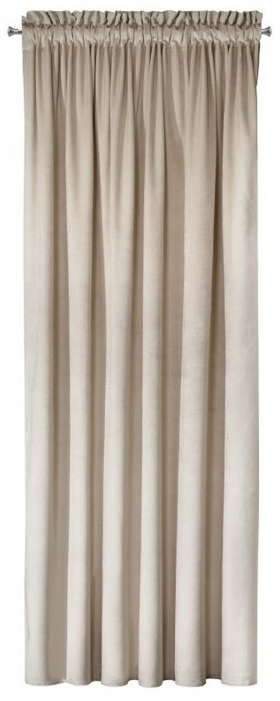Perdea de catifea bej de o singură culoare pe bandă pliată 140 x 270 cm