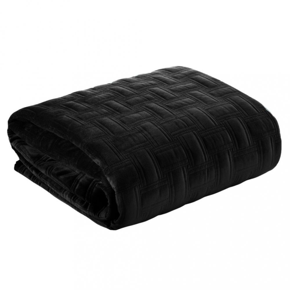 Cuvertură de pat din catifea neagră, cu un design care nu se demodează Lăţime: 170 cm | Lungime: 210 cm