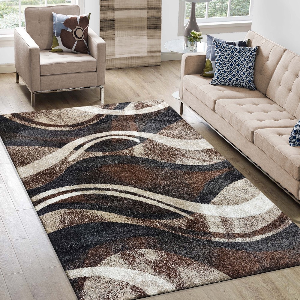 Originální koberec s abstraktním vzorem v hnědé barvě Šířka: 80 cm | Délka: 150 cm