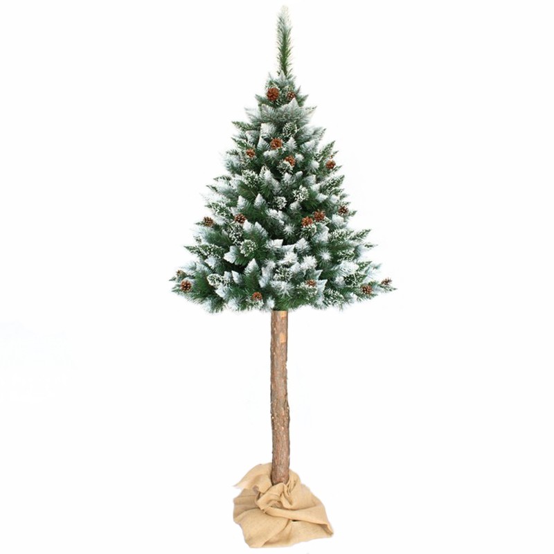 Pom de Crăciun artificial de lux, acoperit ușor cu zăpadă, pin cu conuri pe un trunchi de 190 cm