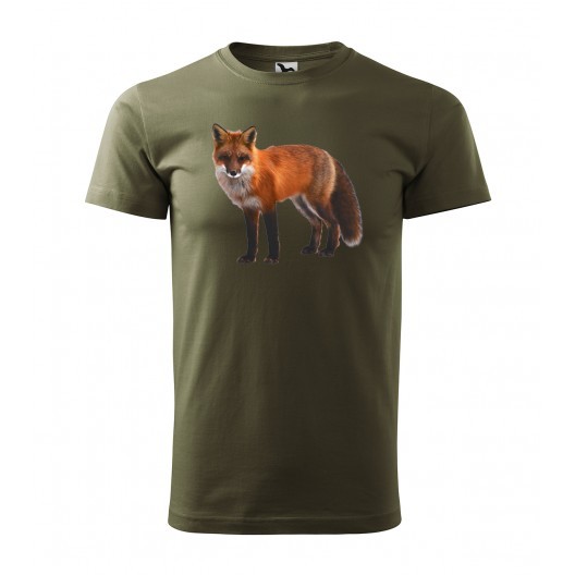 Lovecké pánské bavlněné tričko s originálním potiskem lišky Military S