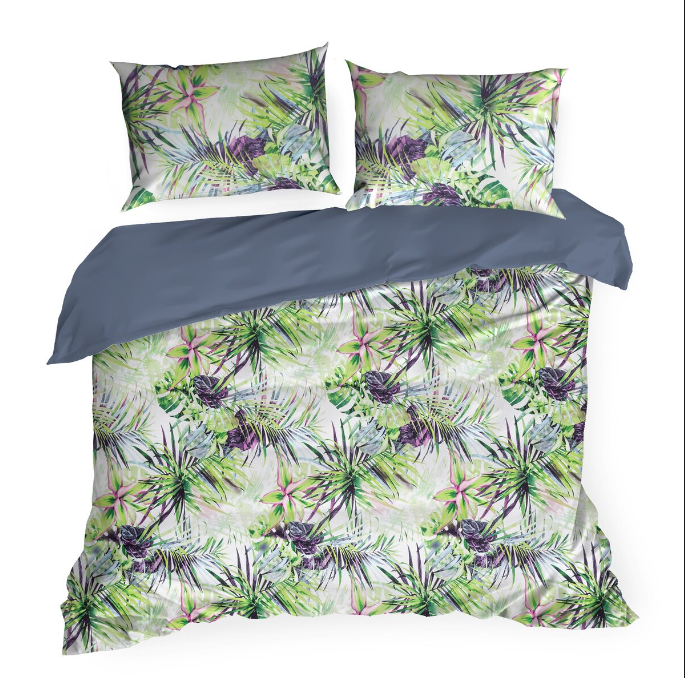 Cearșafuri de pat cu model exotic de frunze 3 părți: 1 buc 160x200 + 2 buc 70x80 cm