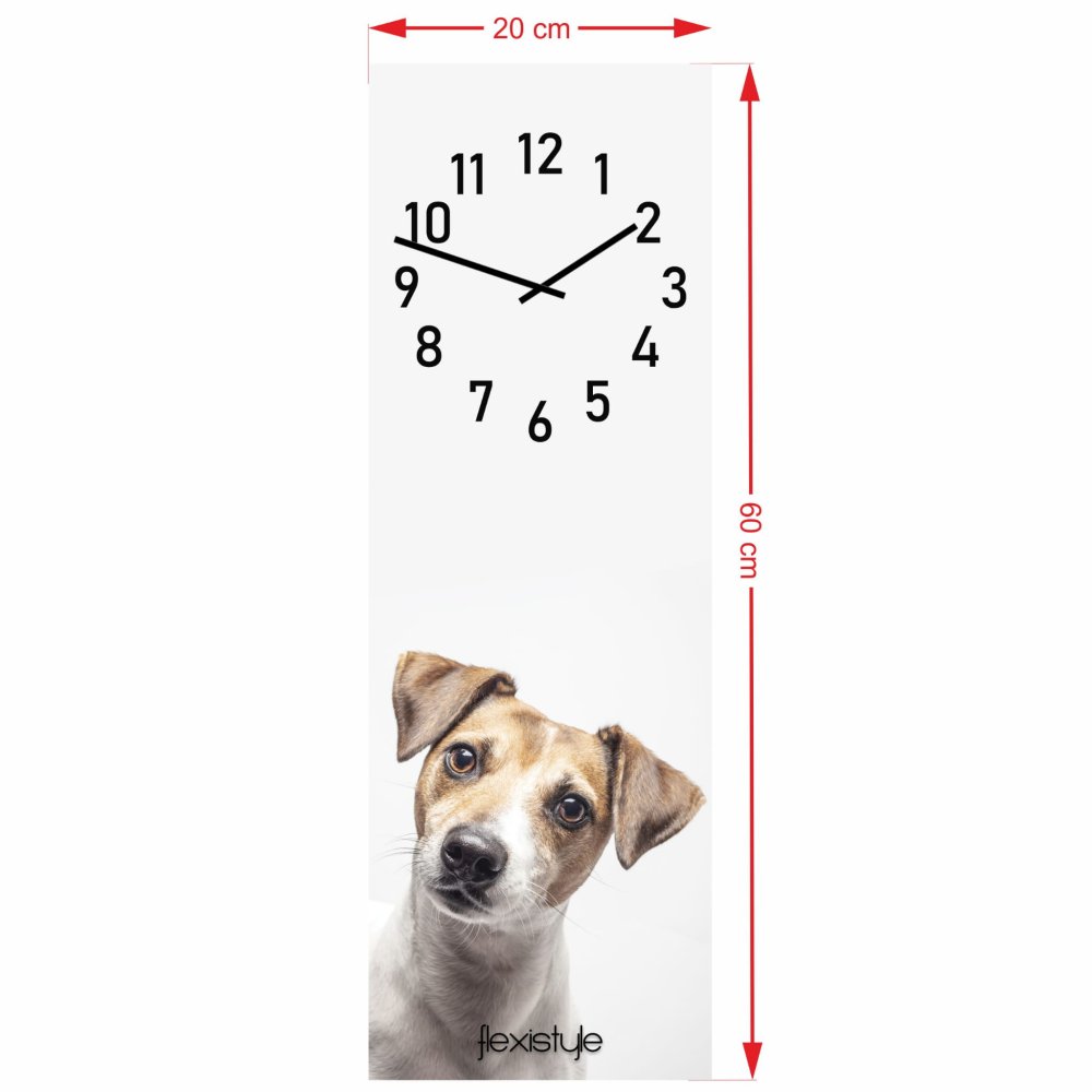 Ceas de perete pentru copii 20 x 60 cm cu Jack Russel