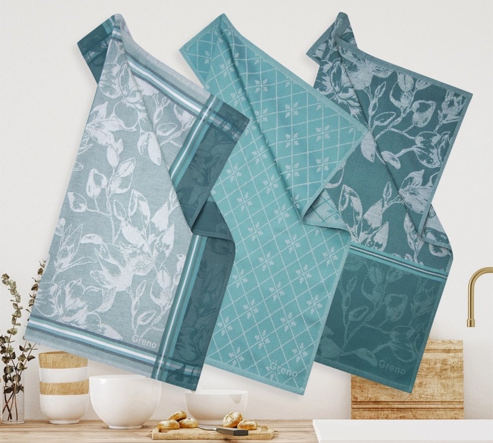 Set de 3 prosoape de bucătărie din bumbac în turcoaz Lățime: 50 cm | Lungime: 70 cm