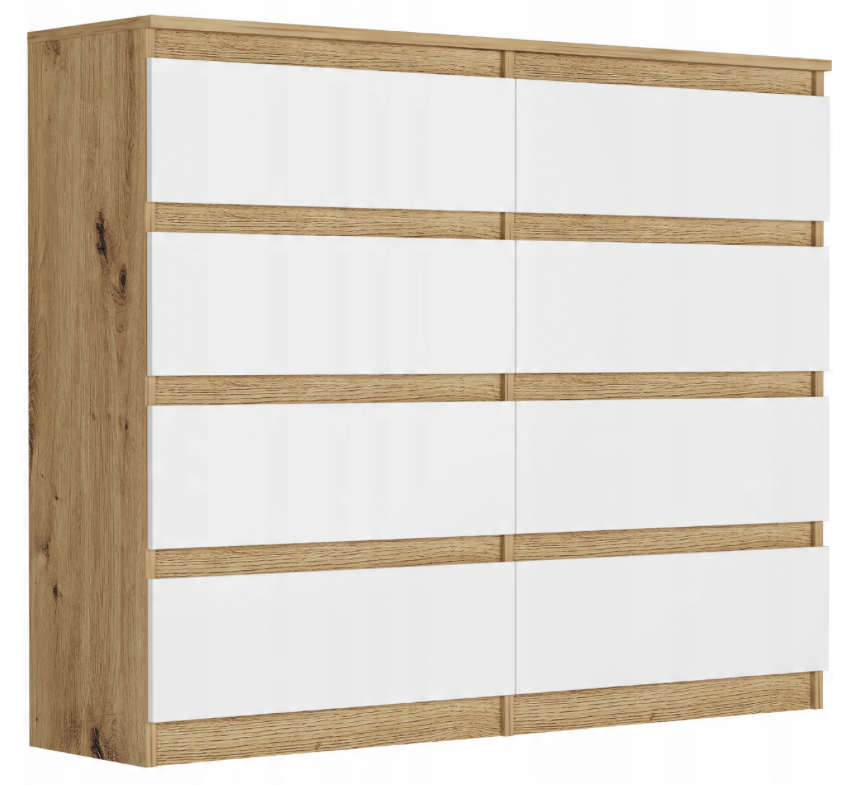 Comoda cu 8 sertare R-120-S8 - diferite variante de culoare artisan mix biela