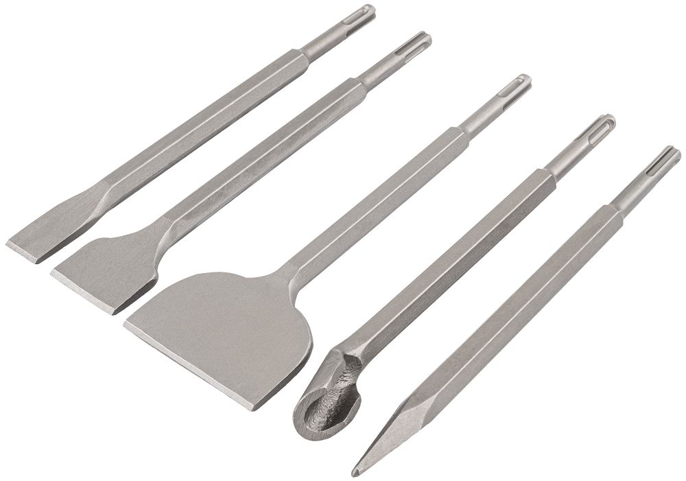 Sada sekáčov SDS Plus 5 ks do betónu – dláta a drážkovač do kladiva PM-ZD-5T