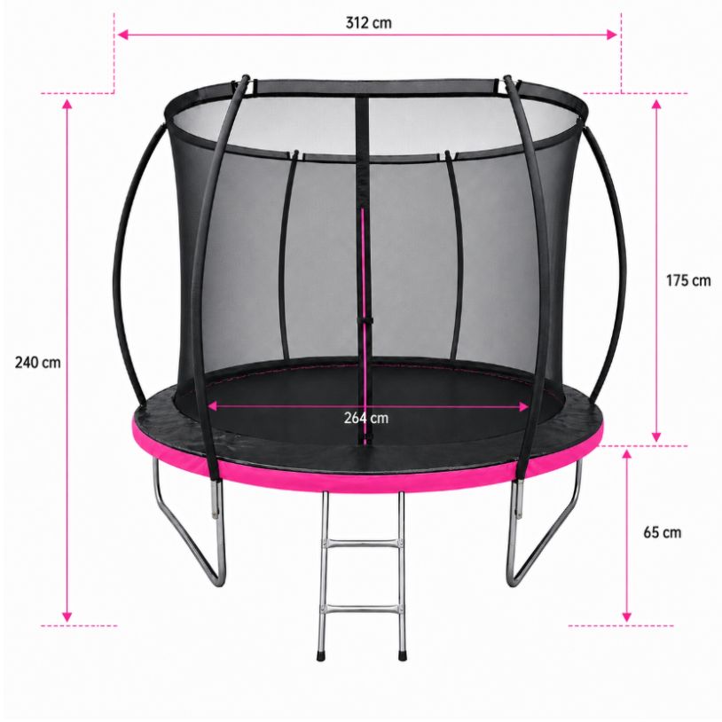 DomTextilu Záhradnátrampolína(10FT)svnútornouochrannousieťouarebríkomružová 312cm ružová