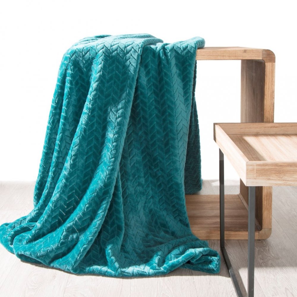 Pătură caldă turcoaz cu motiv geometric Lăţime: 200 cm | Lungime: 220 cm