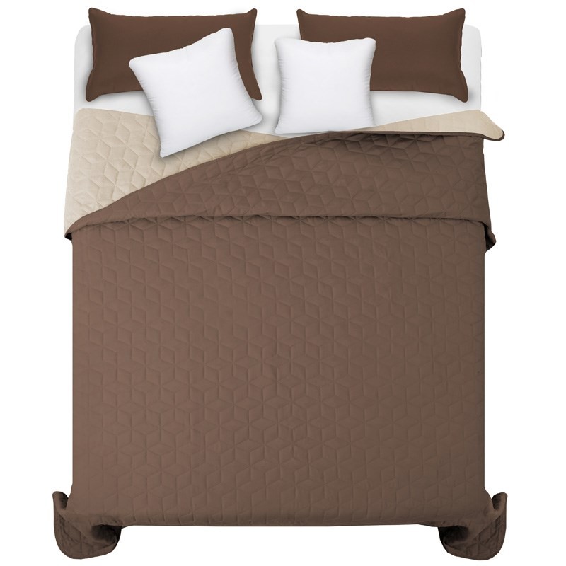 Domtextilu Obojstranný prehoz na manželskú posteľ hnedej farby 200 x 220 cm 36096