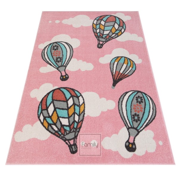 Gyerek szőnyeg pasztell rózsaszín léggömbökkel Szélesség: 160 cm | Hossz: 220 cm