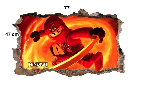 Autocolant de perete acțiune roșu ninja go 47 x 77 cm