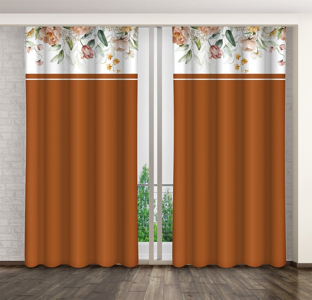 ElegantnýtehlovýzávesspotlačoufarebnýchkvetovDĺžka:250cm