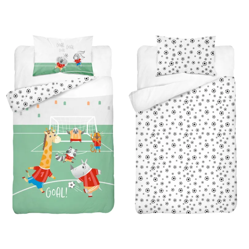Lenjerie de pat pentru pătuț din bambus pentru un mic fotbalist – reversibilă 2 časti: 1ks 100 x 135 cm + 1ks 40 x 60 cm