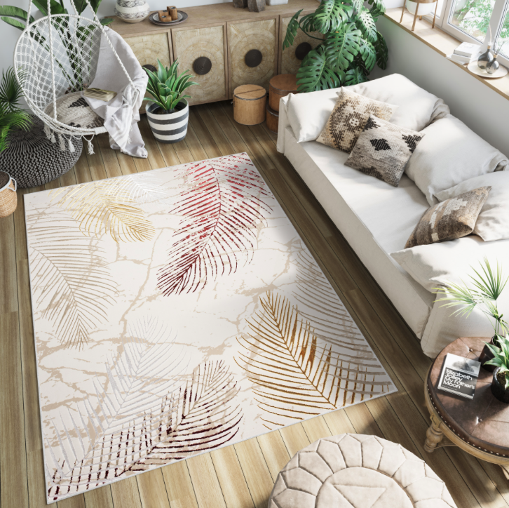 Covor de lux cu model de frunze GOLDEN Lăţime: 120 cm | Lungime: 170 cm