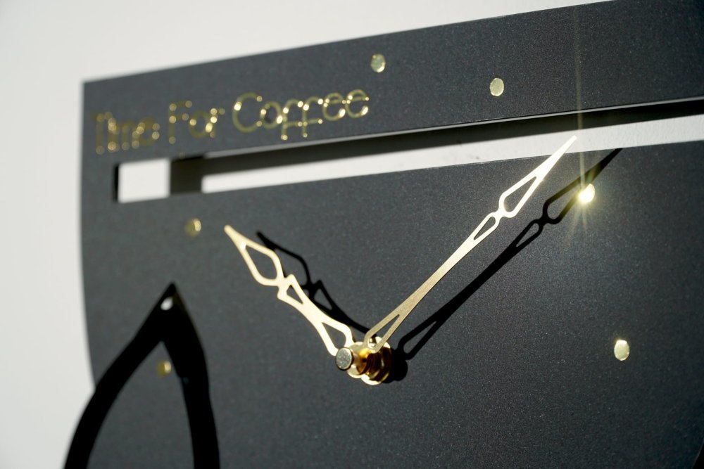 Design ceas de bucătărie TIME FOR COFFEE Negru