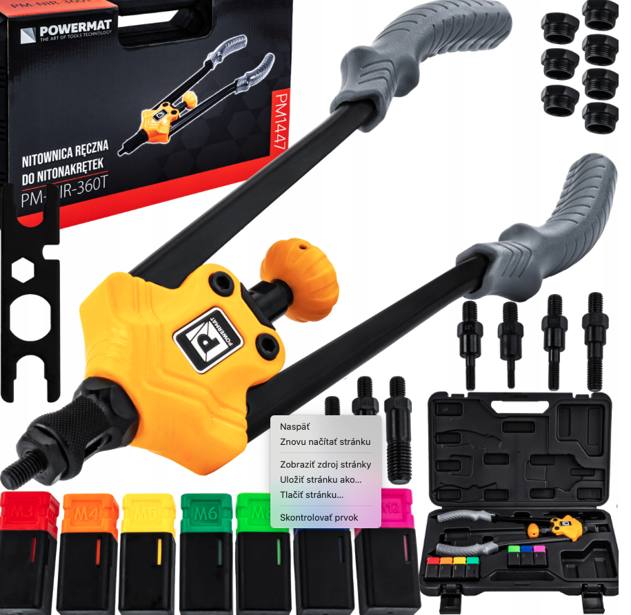 Nitovacie kliešte na nitovacie matice M3–M12