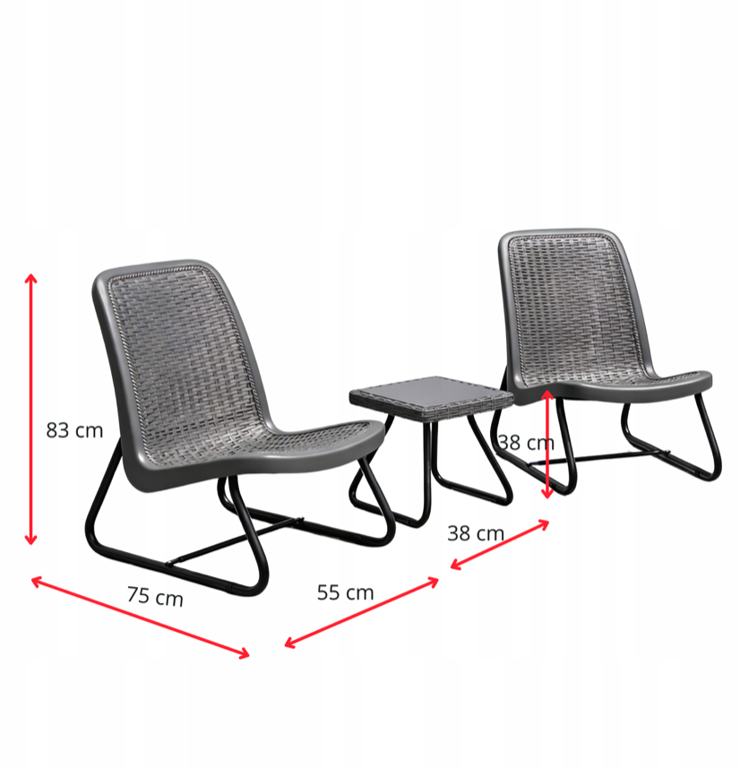 Balkónovýzáhradnýnábytoksivý–set2kreslá+stolík