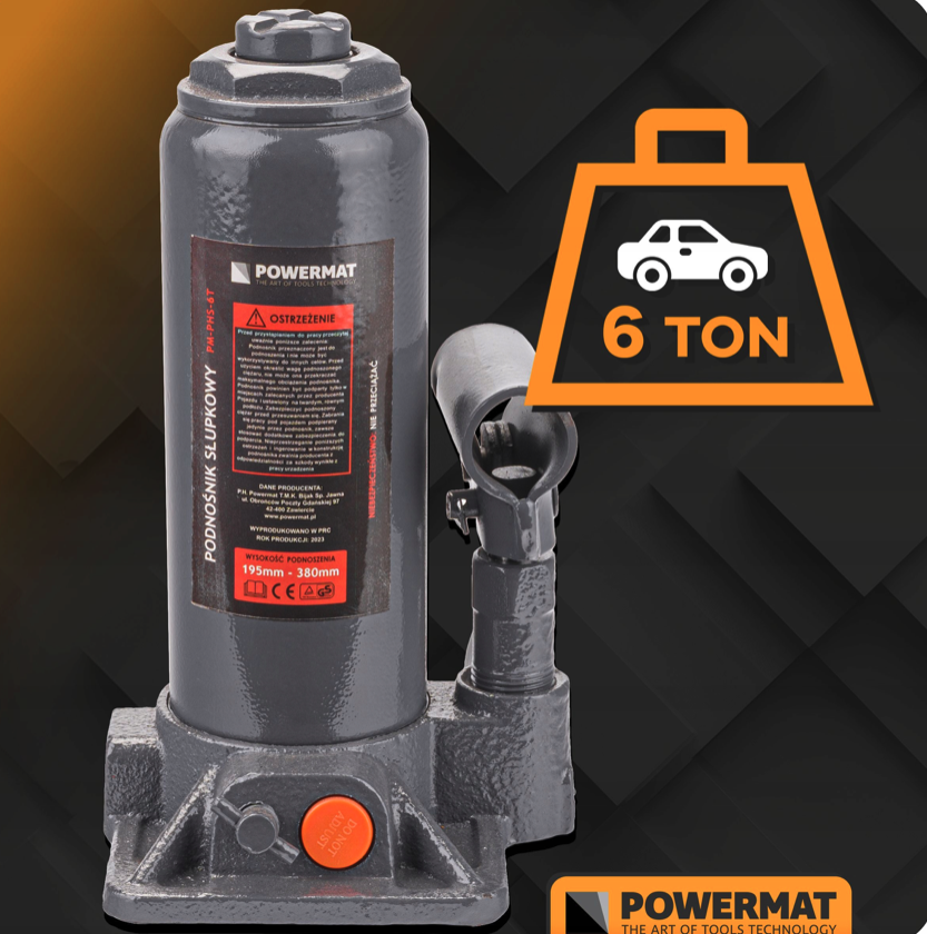 Cric hidraulic 6 t - PM-PHS-6T, 195-380 mm