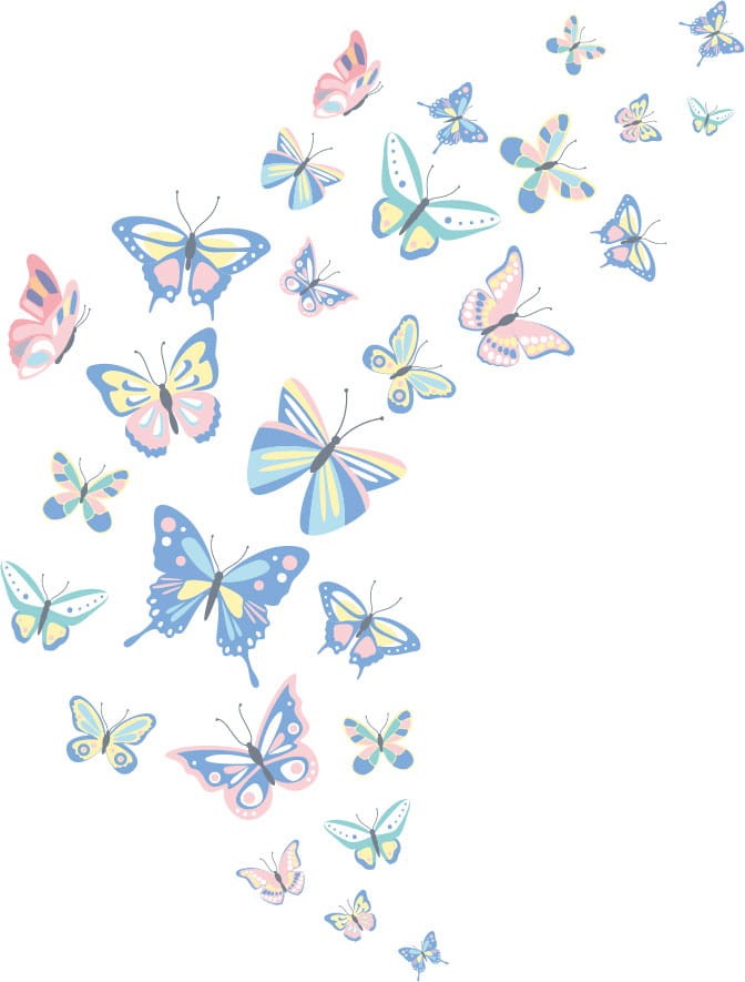Falmatrica pillangókkal, gyönyörű pasztell színekben 114 x 150 cm