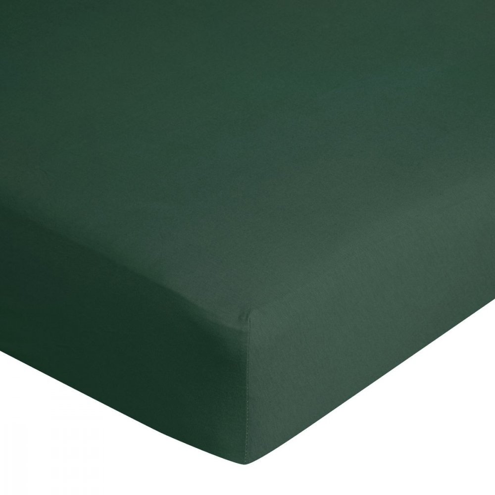 Cearșaf de pat verde închis de calitate din bumbac 140 x 200 cm