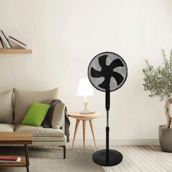 Stojanový ventilátor 45 W s dálkovým ovládáním - černý