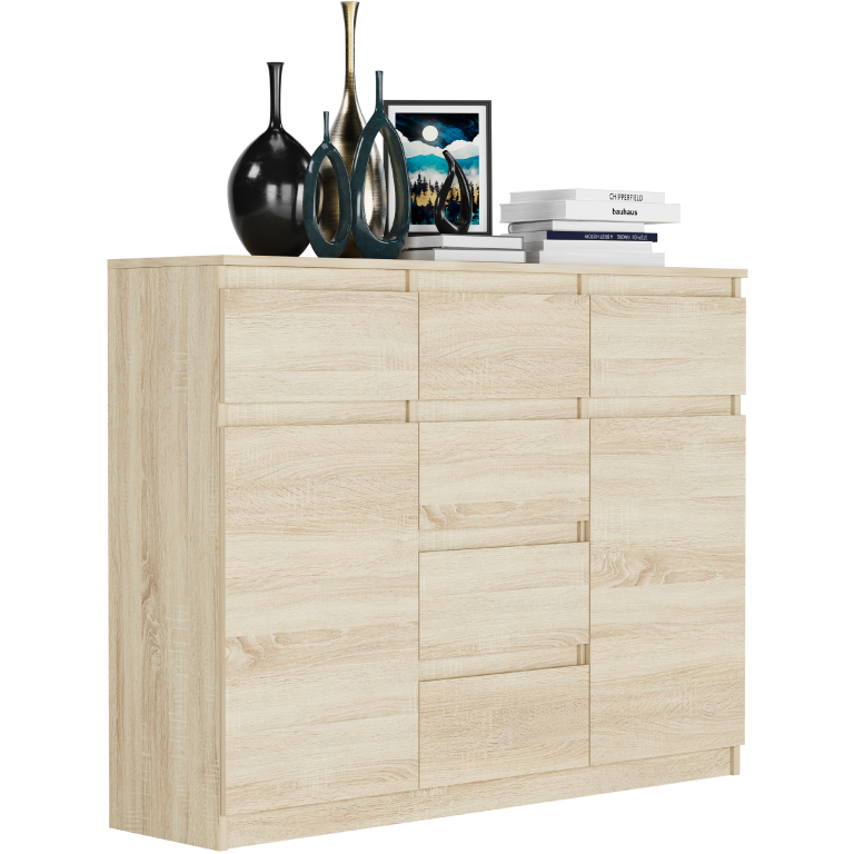 Comoda de design S-62D cu linii curate - diverse finisaje colorate sonoma