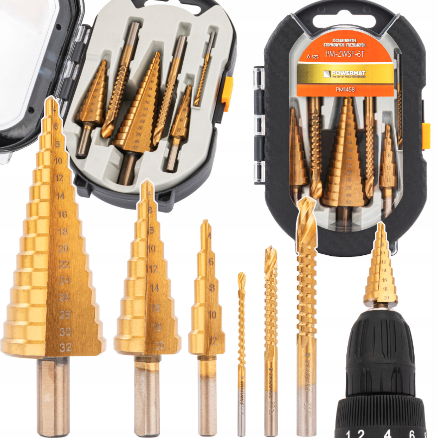 Stupňové vrtáky HSS 4-32 mm - 6-dielna sada