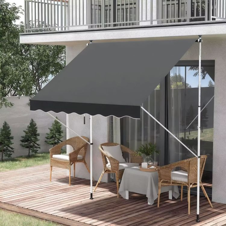 Balkónovámarkízanaterasusnastaviteľnýmsklonom-siváŠírka:200cm
