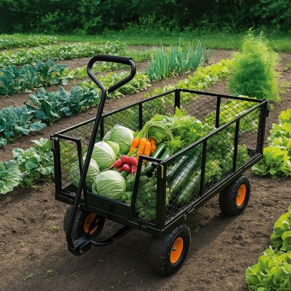 Čiernyzáhradnývozíknanafukovacíchkolesách3v1–nosnosť350kg