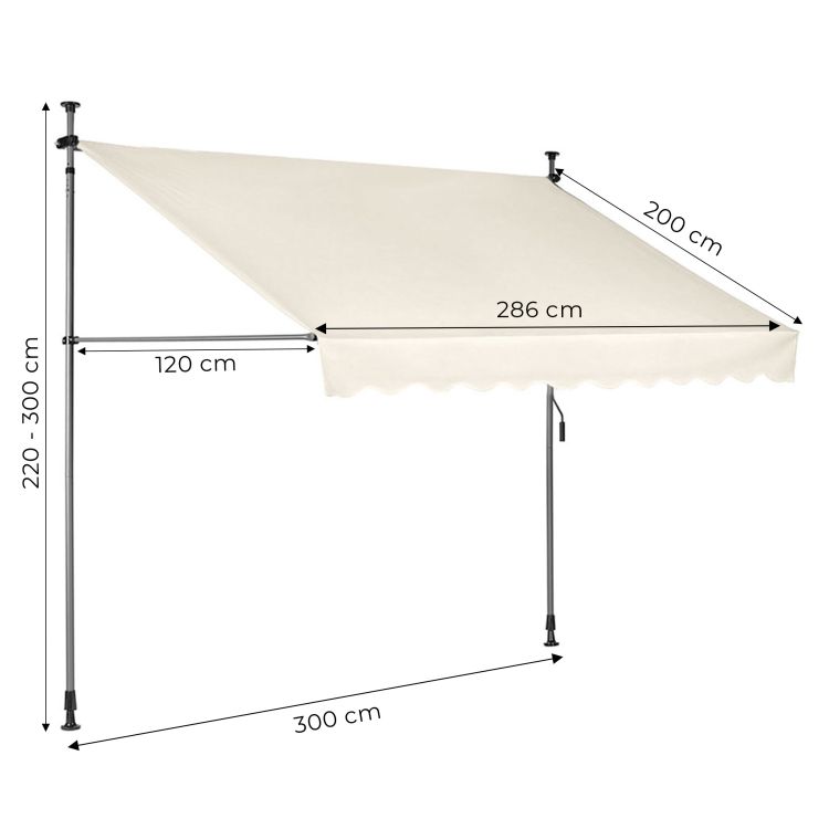 Balkónovámarkízanaterasusnastaviteľnýmsklonom-béžováŠírka:200cm