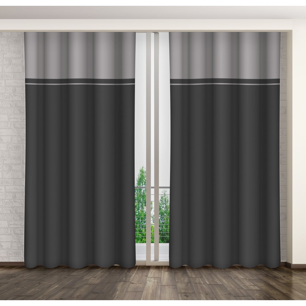 Dvoubarevný hotový závěs šedé barvy Délka: 250 cm