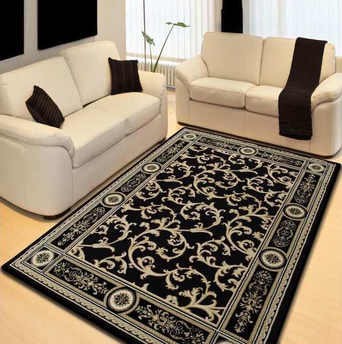 Fekete szőnyeg mintával Szélesség: 160 cm | Hossz: 220 cm