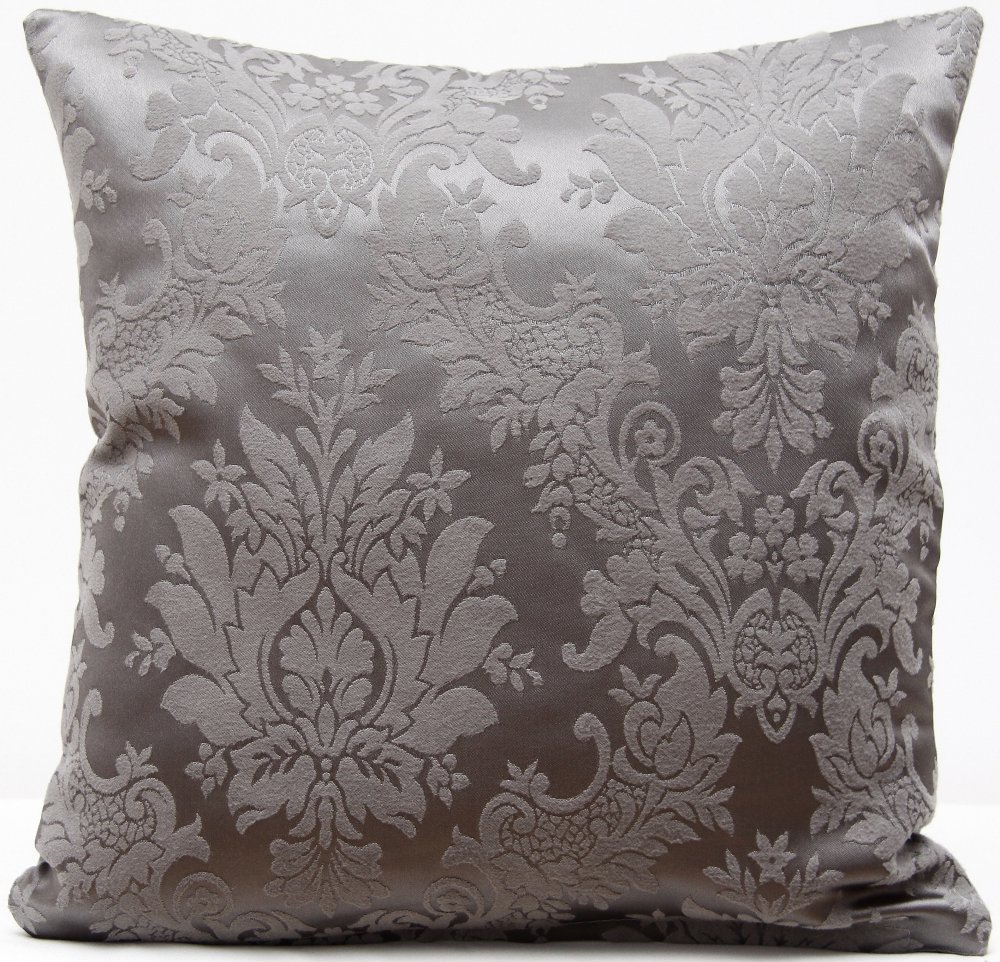 Luxusní šedý povlak na polštář s ornamenty 40x40 cm