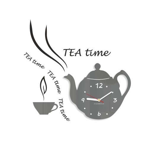 Dekorační kuchyňské hodiny Tea Time Sivá