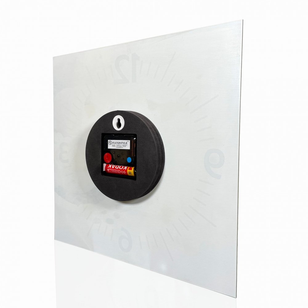 Ceas decorativ din sticlă alb-negru, 30 cm