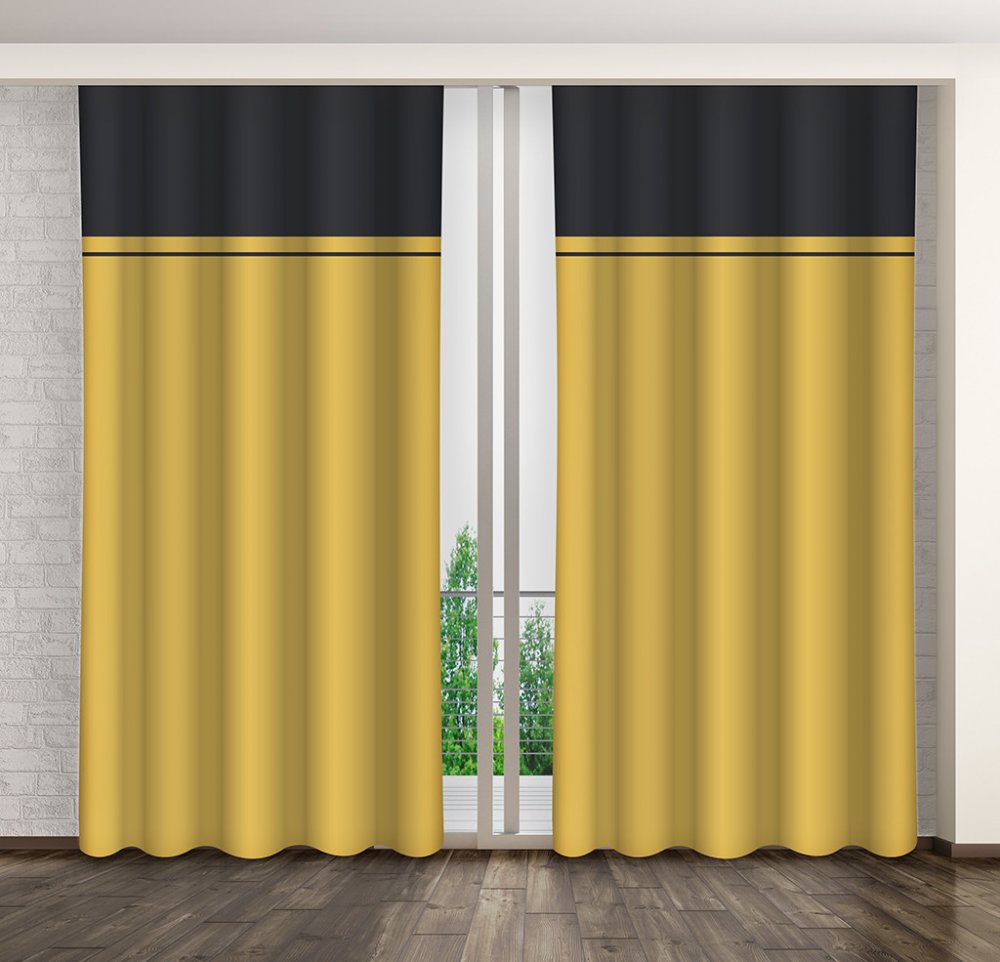 Modernéžlto-čiernedekoračnézávesynaštipceDĺžka:250cm