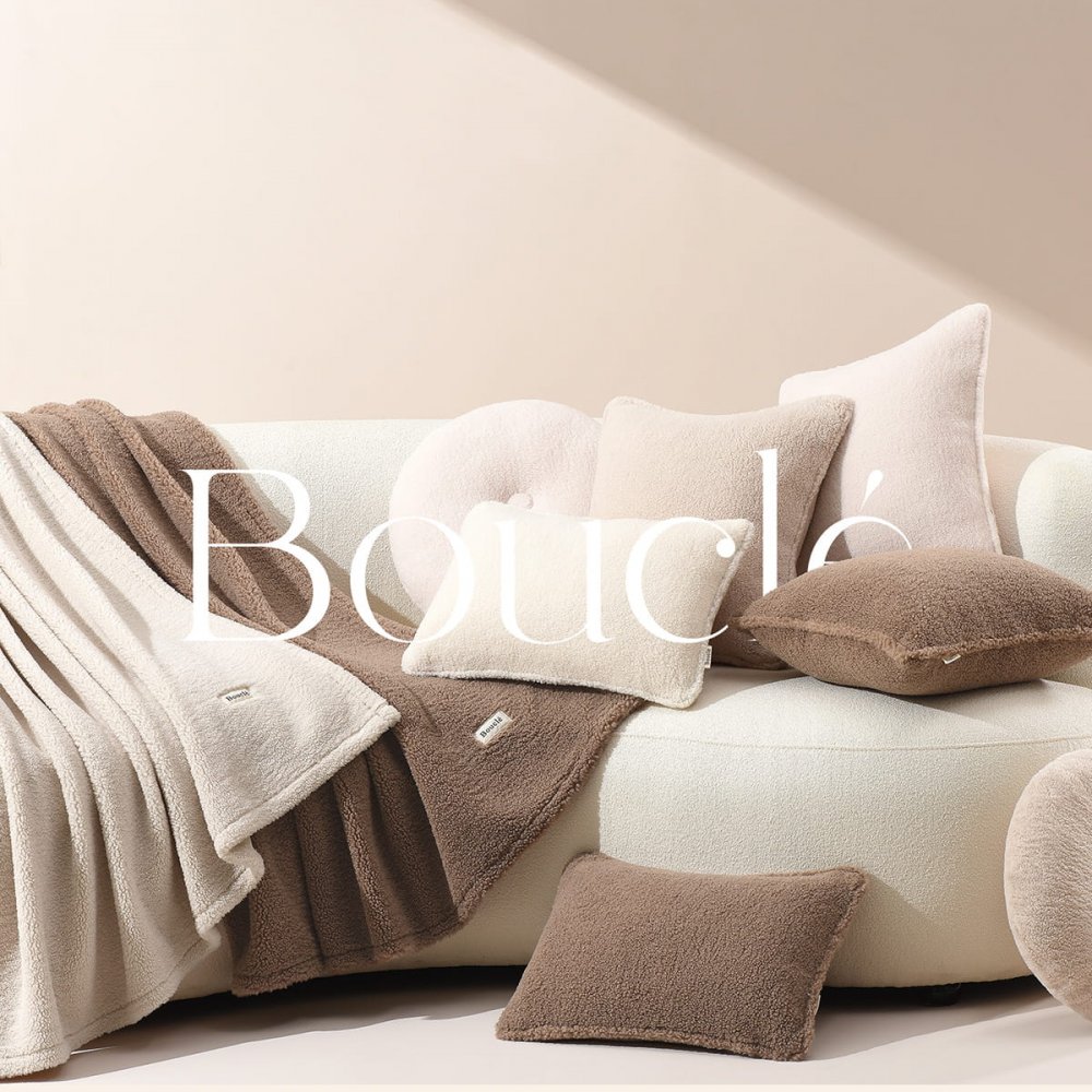 Pătură modernă crem deschis Boucle 125 x 150 cm